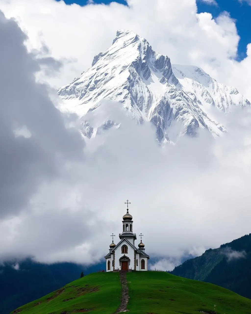Mountain scenery in Kazbegi